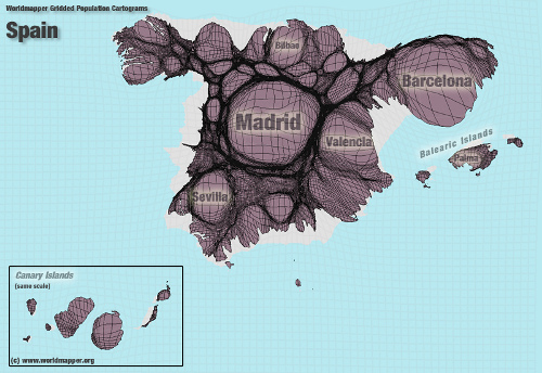 Captura de pantalla de un Cartograma